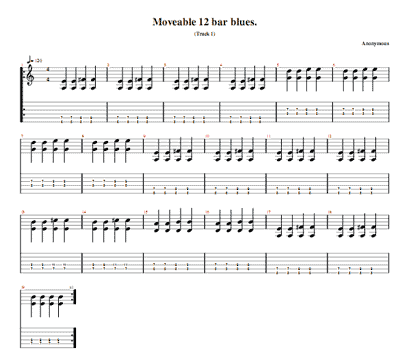 Movable 12 Bar Blues Tab